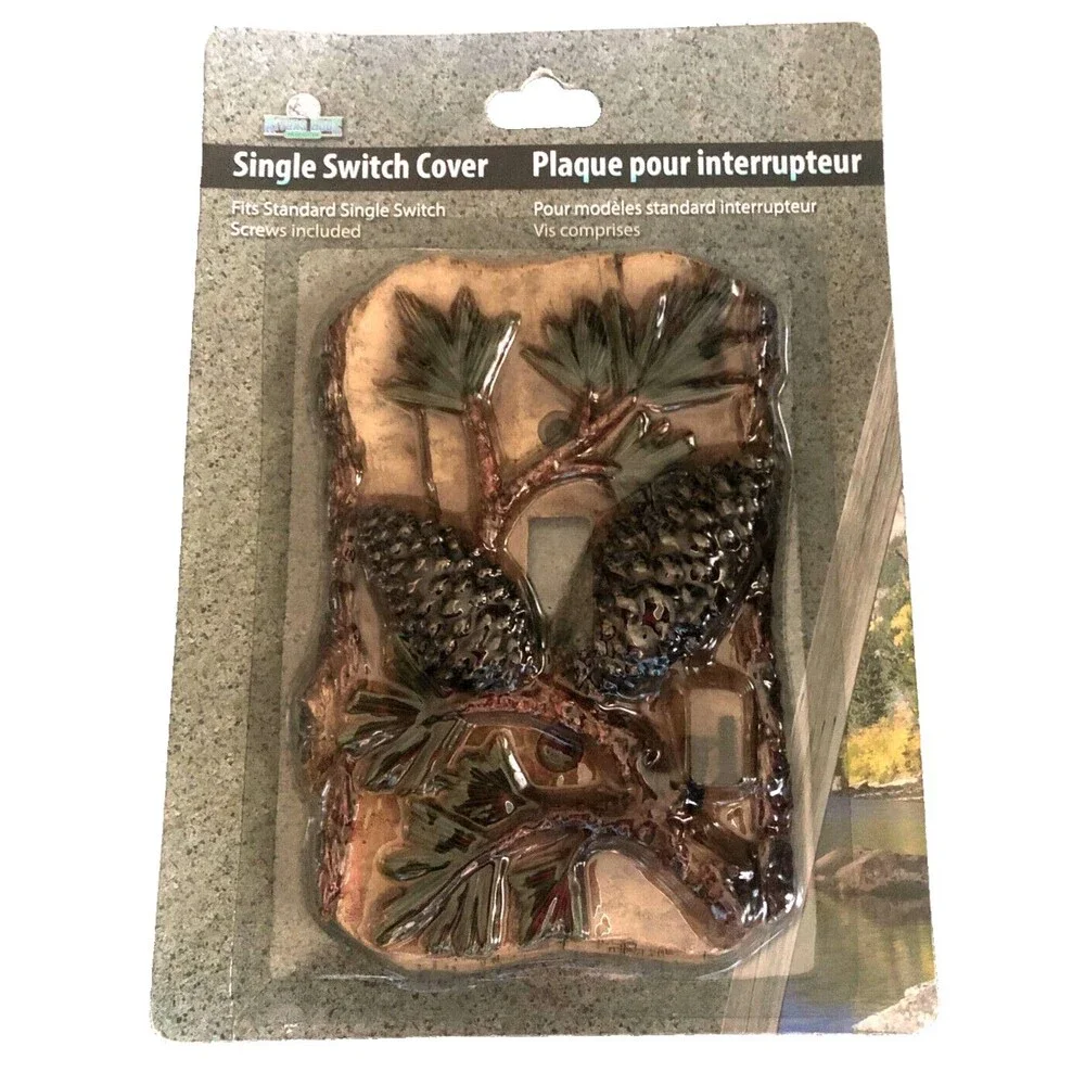 Pincone Single Toggle Light Switch Wall Plate Cover Rustic Lodge Camp Cabin